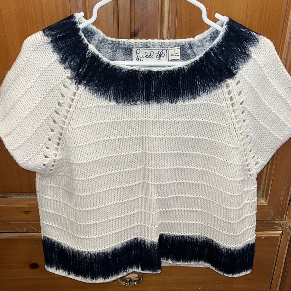 Anthropologie Field Flower Navy and Cream Sweater Size Small - Picture 3 of 8